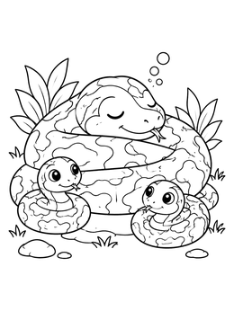 Free printable Cozy Burmese Python With Babies coloring page