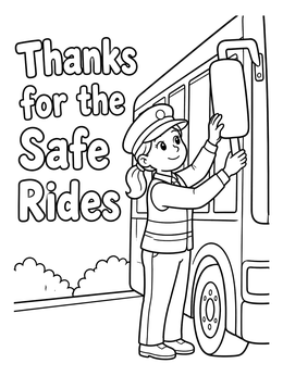 Free printable Bus Driver Adjusting Rearview Mirror coloring page