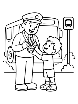 Free printable Bus Driver Receiving A Medal coloring page