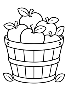 Free printable Bushel Basket Of Fresh Apples coloring page