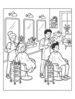 Free printable Busy Day At The Hair Salon coloring page