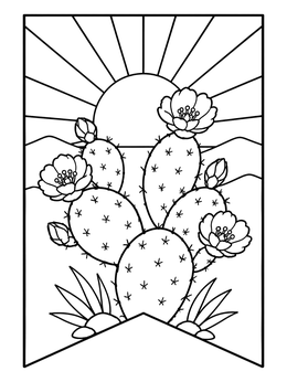Free printable Prickly Pear Cactus Papel Picado Banner coloring page