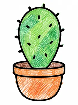 Cactus Draw Color Simple Prickly Pear In Pot – Cactus Coloring Page