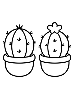 Free printable Two Cute Round Potted Cacti coloring page