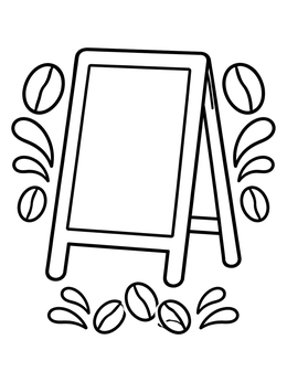 Free printable Café Chalkboard Easel With Coffee Beans coloring page