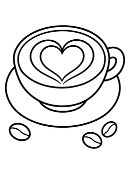 Free printable Cozy Coffee Cup With Heart Latte Art coloring page