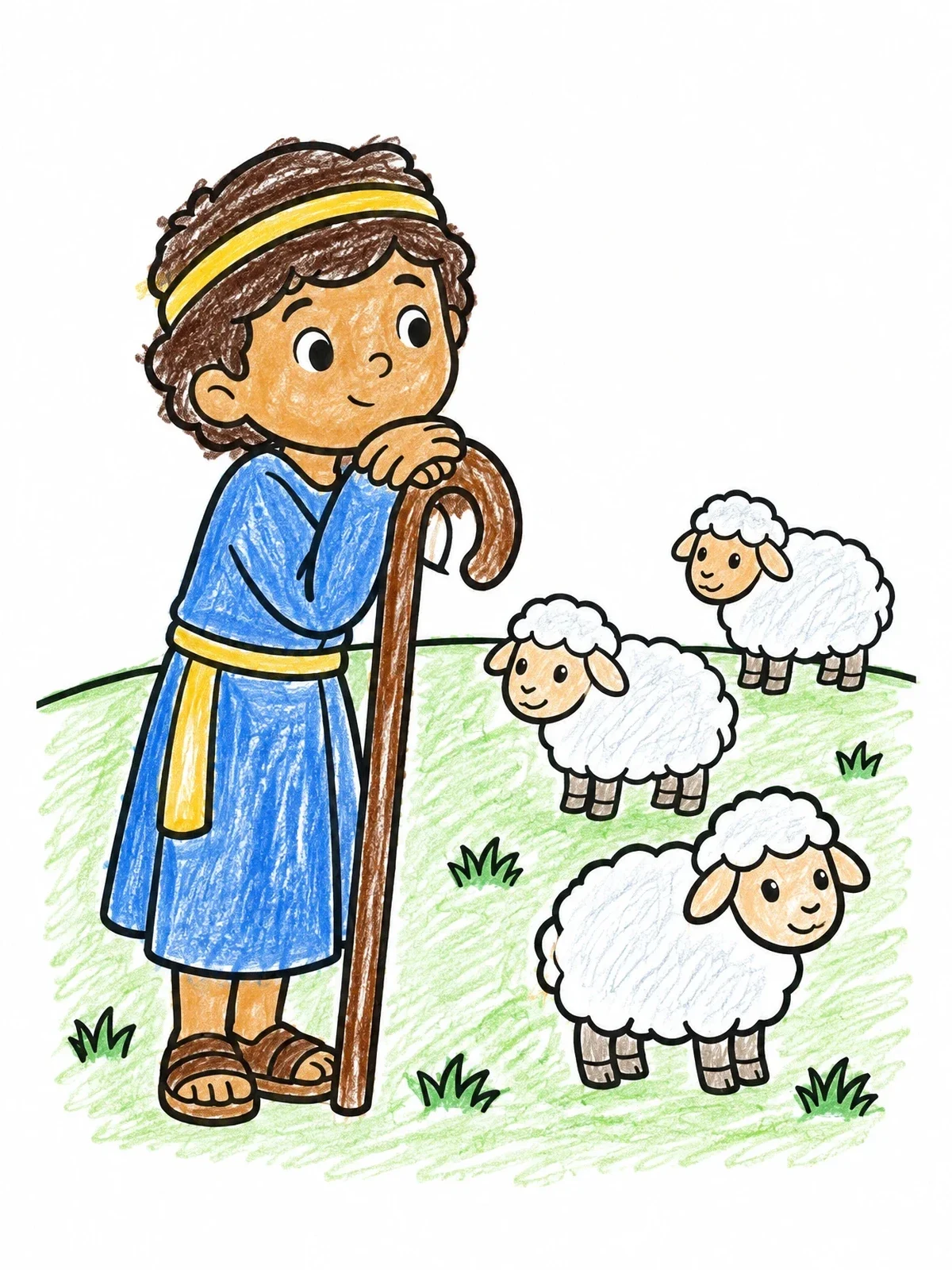 Colored example of the Abel Watching Over His Sheep coloring page