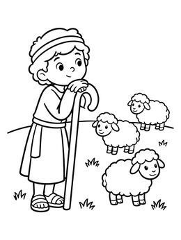 Free printable Abel Watching Over His Sheep coloring page