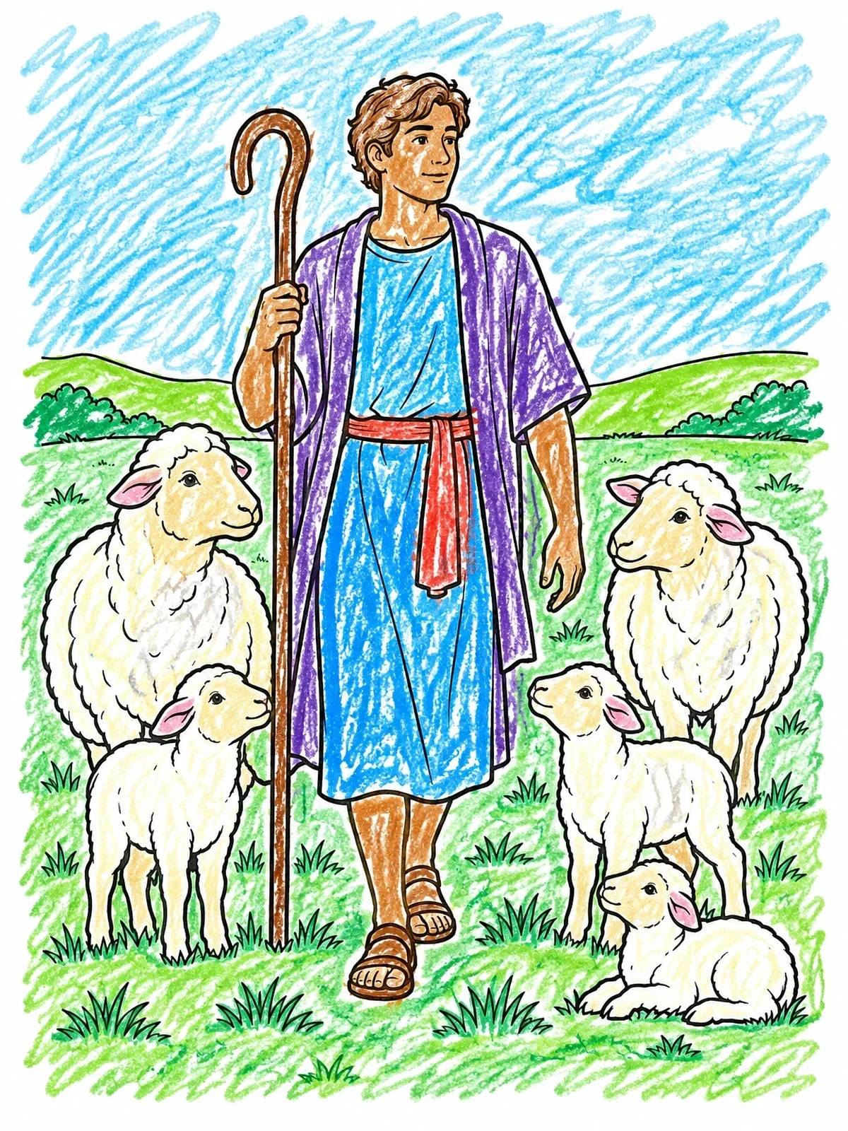 Colored example of the Abel As A Young Shepherd coloring page