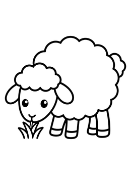 Free printable Fluffy Sheep Grazing Grass coloring page