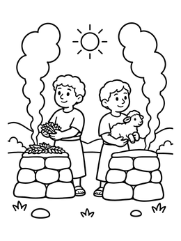 Free printable Cain And Abel With Altars coloring page