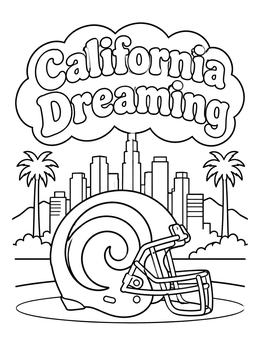 Free printable California Dreaming Football Helmet In Los Angeles coloring page