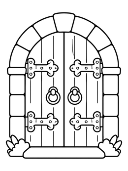 Free printable Arched Wooden Mission Doors coloring page