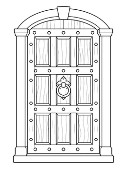 Free printable Carved Wooden Mission Door coloring page
