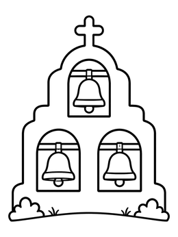 Free printable Mission Bell Wall With Cross coloring page