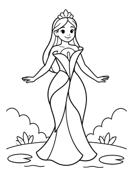 Free printable Calla Lily Princess Gown coloring page