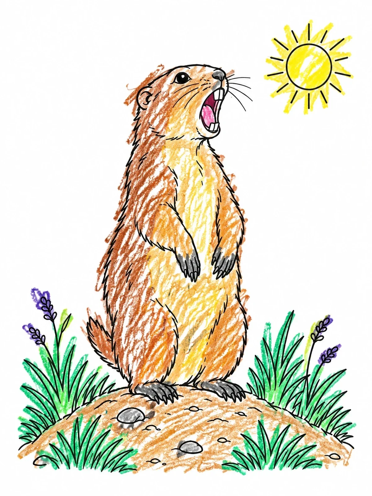 Colored example of the Calling Prairie Dog On Sunny Mound coloring page