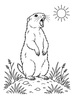 A prairie dog calls from a sunny mound in this prairie coloring page.