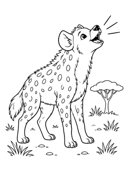 Free printable Calling Spotted Hyena In The Savanna coloring page