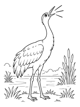 Free printable Calling Whooping Crane In The Wetland coloring page