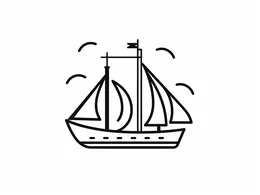 Small Vessel Sailing Across Waves