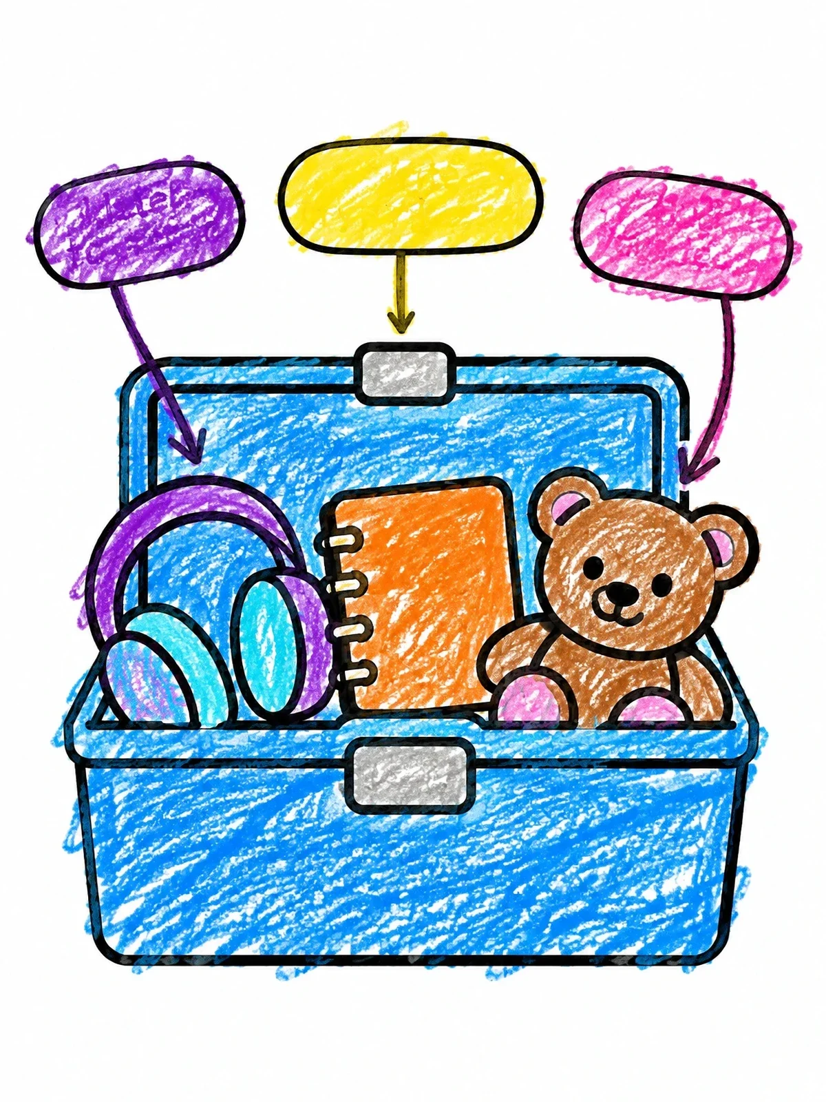 Colored example of the Calming Coping Skills Toolbox coloring page