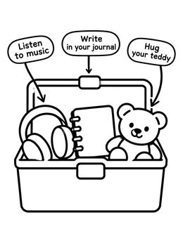 Free printable Calming Coping Skills Toolbox coloring page