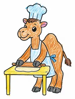 Camel Chef Rolling Dough Coloring Page