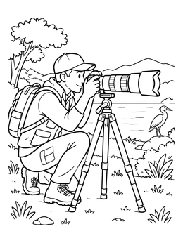Free printable Wildlife Photographer By The Lake coloring page