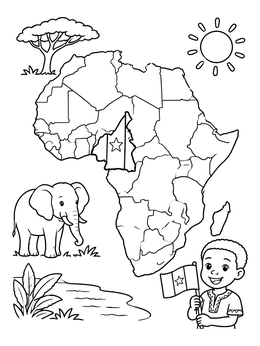 Free printable Cameroon Map And Safari Elephant coloring page