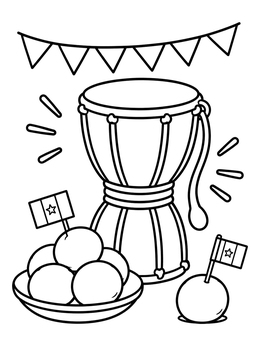 Free printable Talking Drum And Puff Puff Celebration coloring page