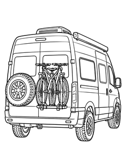 Free printable Camper Van With Mountain Bikes coloring page