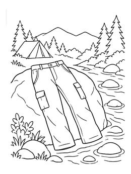 Free printable Camping Pants By The Stream coloring page