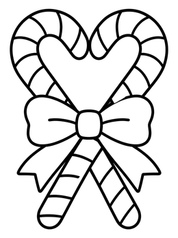 Free printable Candy Cane Heart With Bow coloring page