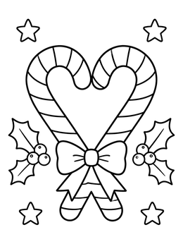 Free printable Candy Cane Heart With Bow coloring page