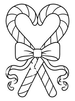 Free printable Candy Cane Heart With Bow coloring page