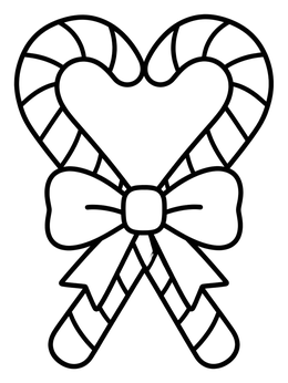 Free printable Candy Cane Heart With Bow coloring page