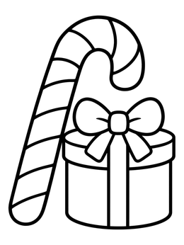 Free printable Candy Cane And Gift Box coloring page