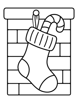 Free printable Candy Cane In Christmas Stocking coloring page