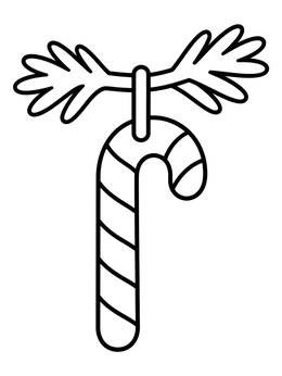 Free printable Candy Cane On Pine Twig coloring page