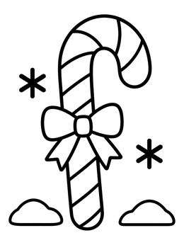 Free printable Candy Cane With Bow And Snow coloring page