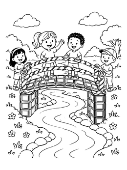 Free printable Children On A Chocolate Bridge coloring page