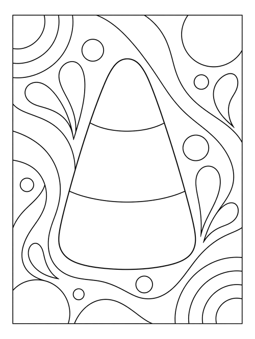 Candy Corn with Swirling Background coloring page