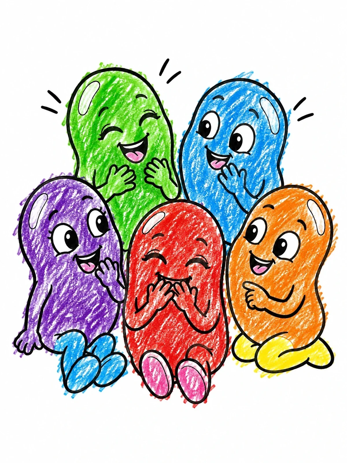 Colored example of the Giggling Jelly Beans Gathering coloring page