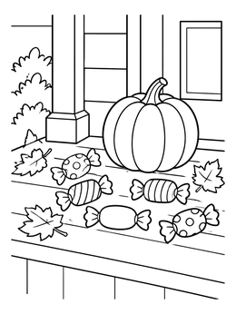 Free printable Halloween Candies By Autumn Pumpkin coloring page