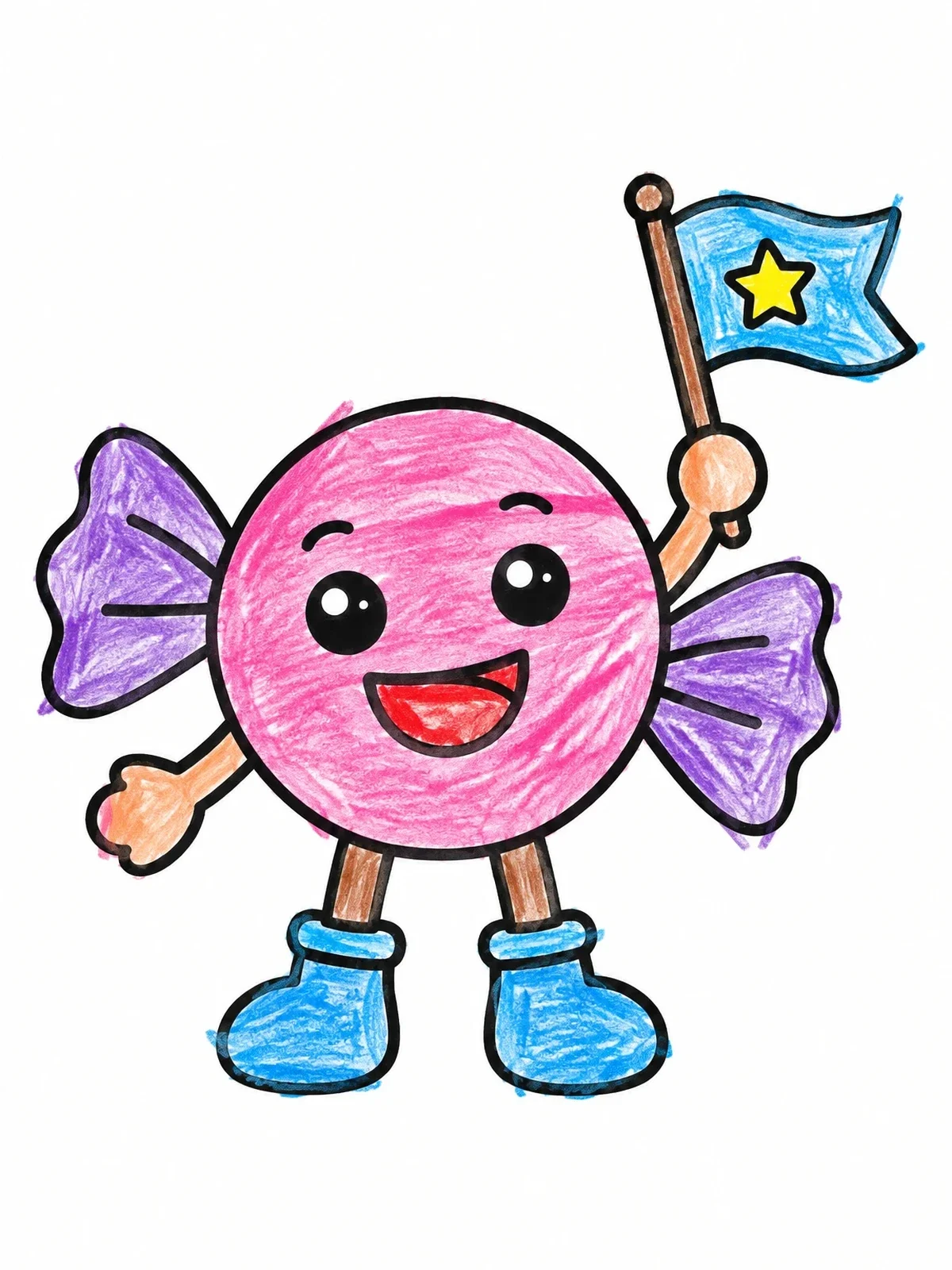 Colored example of the Happy Bonbon Holding A Star Flag coloring page