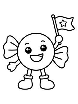 Free printable Happy Bonbon Holding A Star Flag coloring page