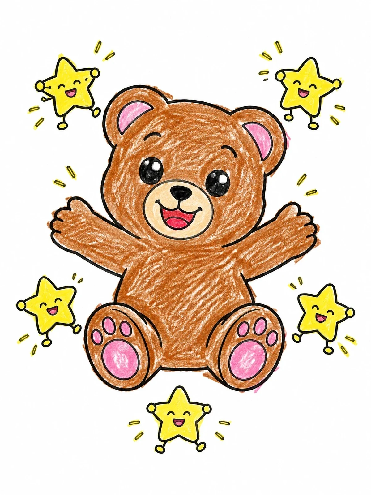 Colored example of the Happy Gummy Bear With Dancing Stars coloring page
