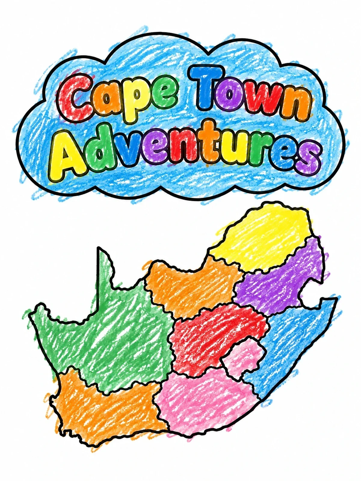 Colored example of the Cape Town Adventures South Africa Map coloring page