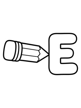 Free printable Letter E With Chubby Pencil coloring page